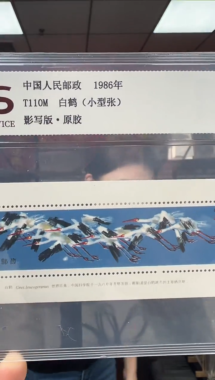 T110M 白鹤 小型张 RCGS评级 原胶