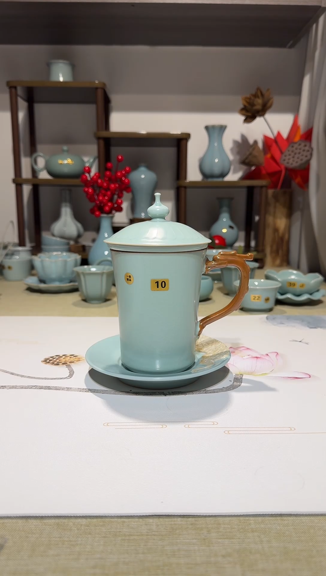杯子10 盛世祥龙杯 四件套办公杯 仿古釉  一级精品 *