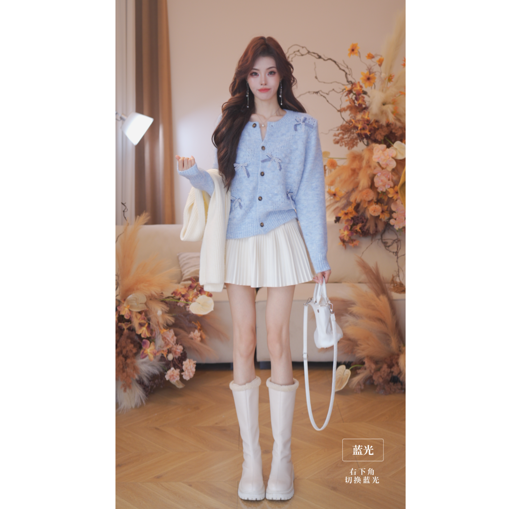 曾小咸 蝴蝶结甜美毛针织衫时尚开衫ZA54MZP1794