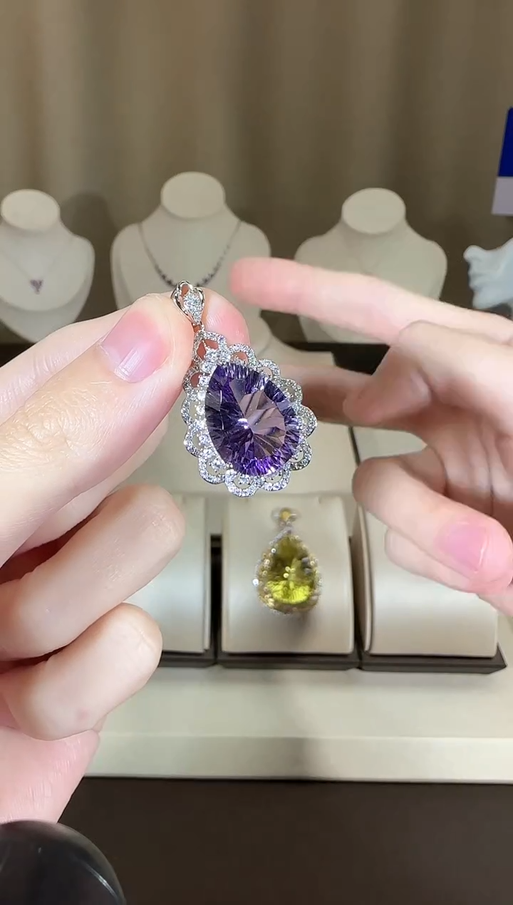 【闪购商品】紫晶颈饰银S925镶嵌13*18mm吊坠