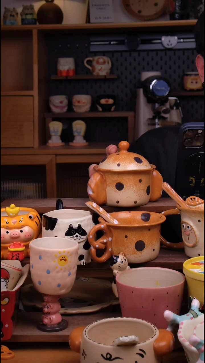 杯子陶景德镇可爱设计师款陶瓷