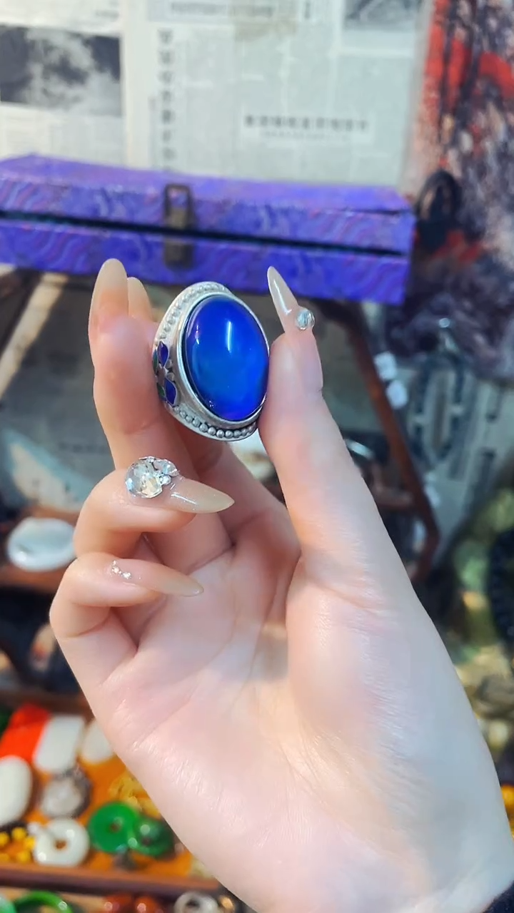【闪购商品】蓝珀戒指未镶嵌主播推荐主播推荐