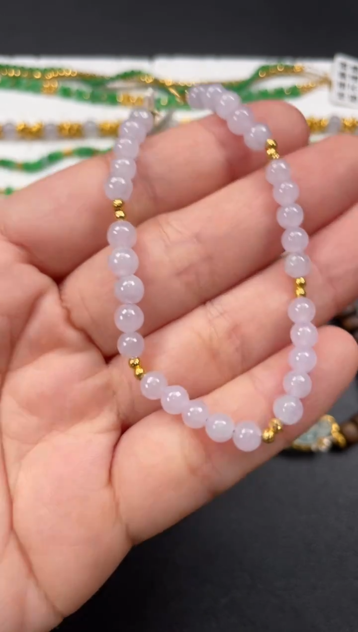 18K金镶嵌手链翡翠一条   P491