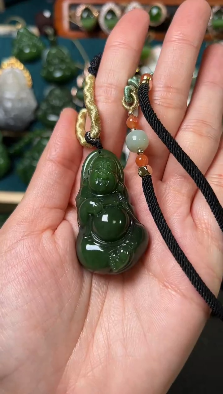 【闪购商品】和田玉（碧玉）颈饰未镶嵌碧玉26×46×13左右