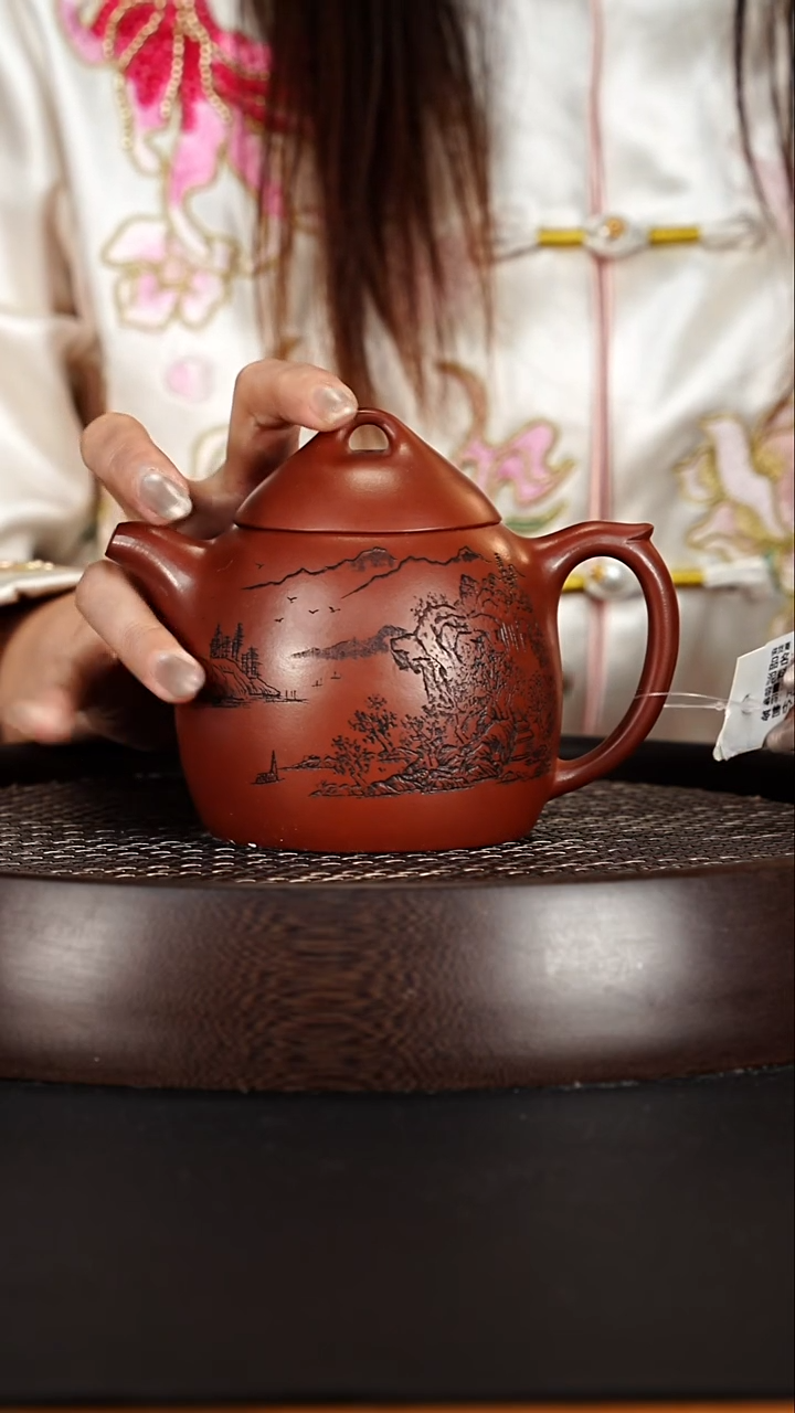 茶壶紫砂宜兴紫砂壶红皮龙秦权340cc