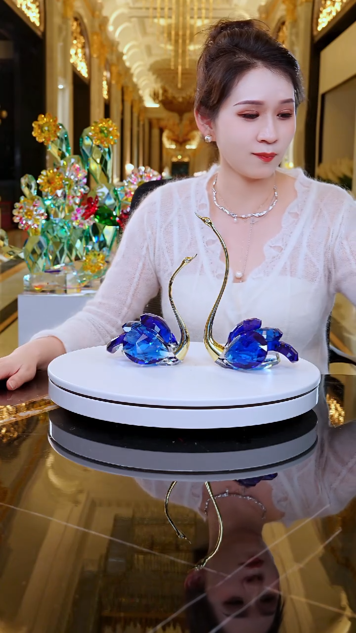 手工艺品琉璃YB00695天鹅摆件一组