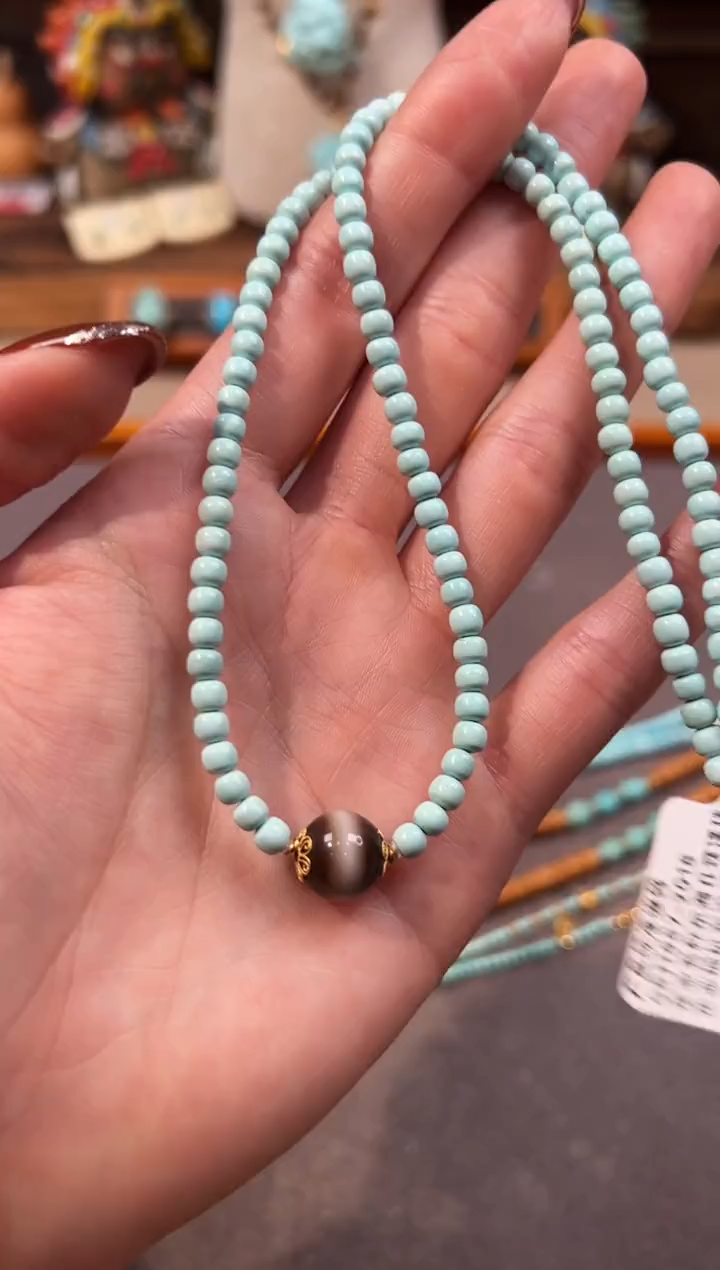 18K金镶嵌绿松石颈饰绿松石项链