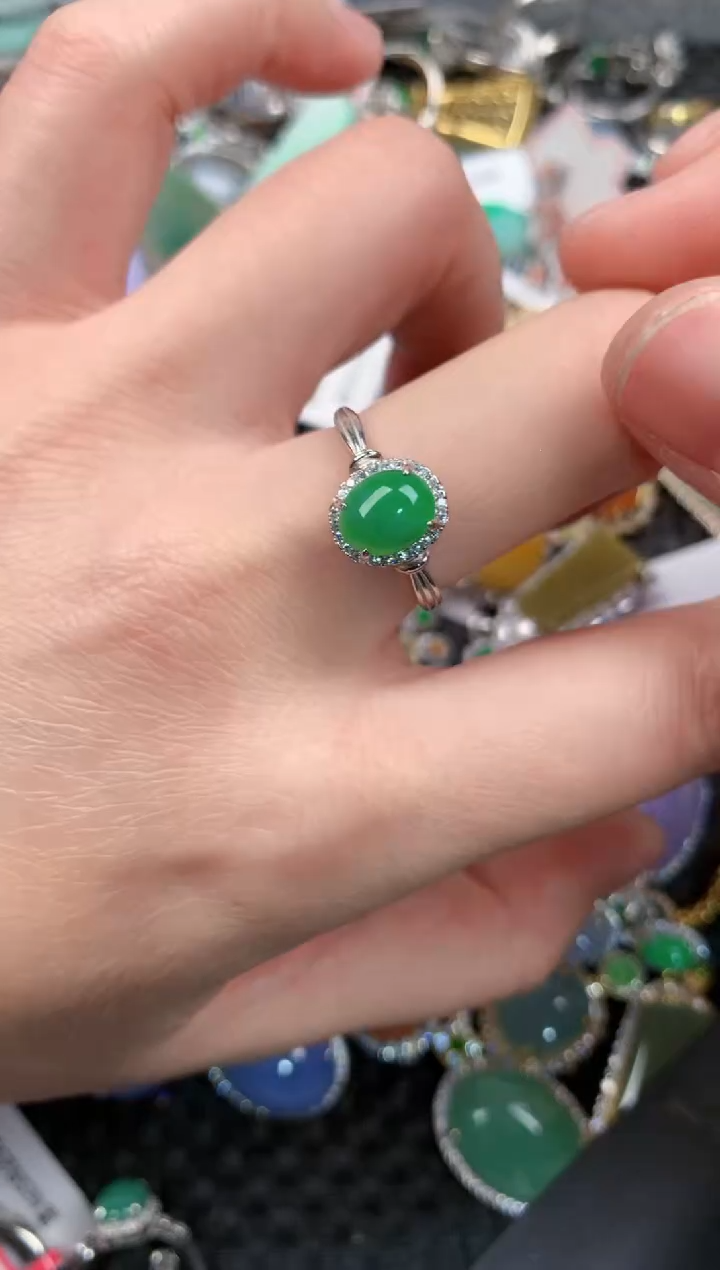 银S925镶嵌戒指翡翠12-12-12    2