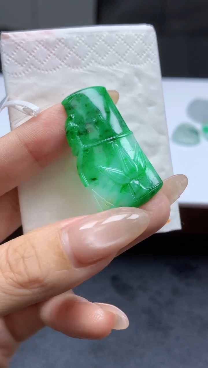 【闪购商品】定制翡翠未镶嵌010ee-毛货竹节13赠金扣