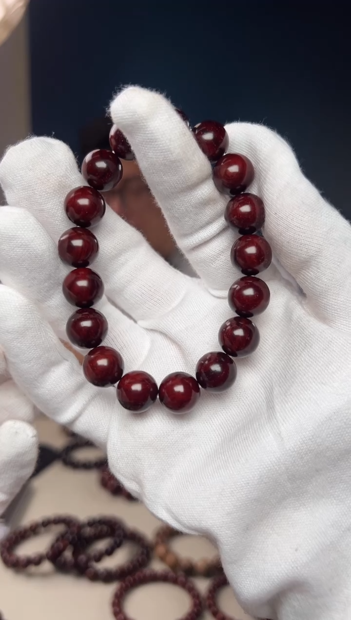 檀香紫檀（小叶紫檀）手串/手链鴻1.2  麟底  无胶无蜡 