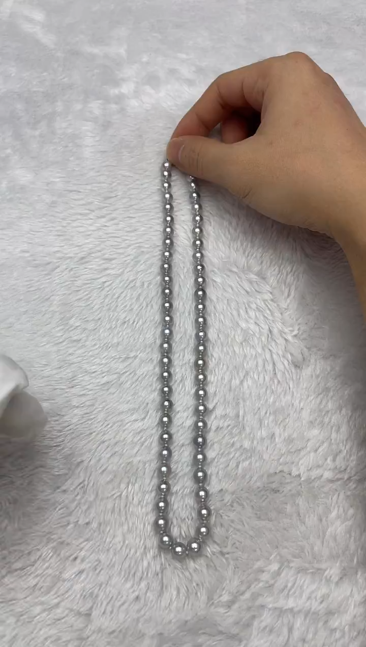 项链银S925镶嵌海水珍珠AK真多麻6.5-7mm