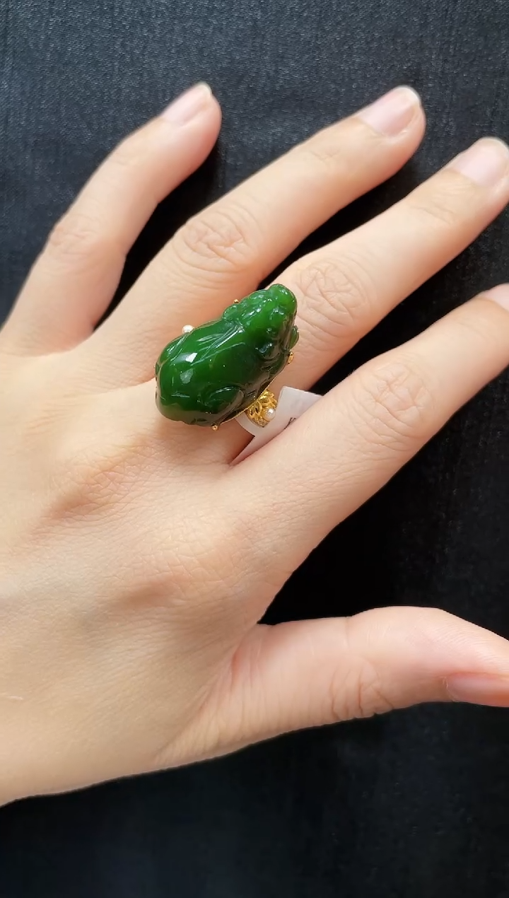 和田玉戒指银S925镶嵌多样性发一