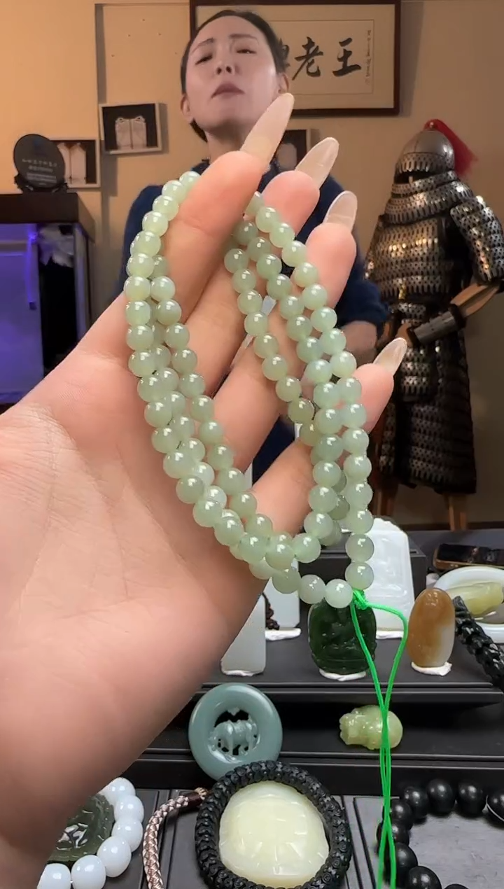 【闪购商品】和田玉且末蓝圆珠未镶嵌长链