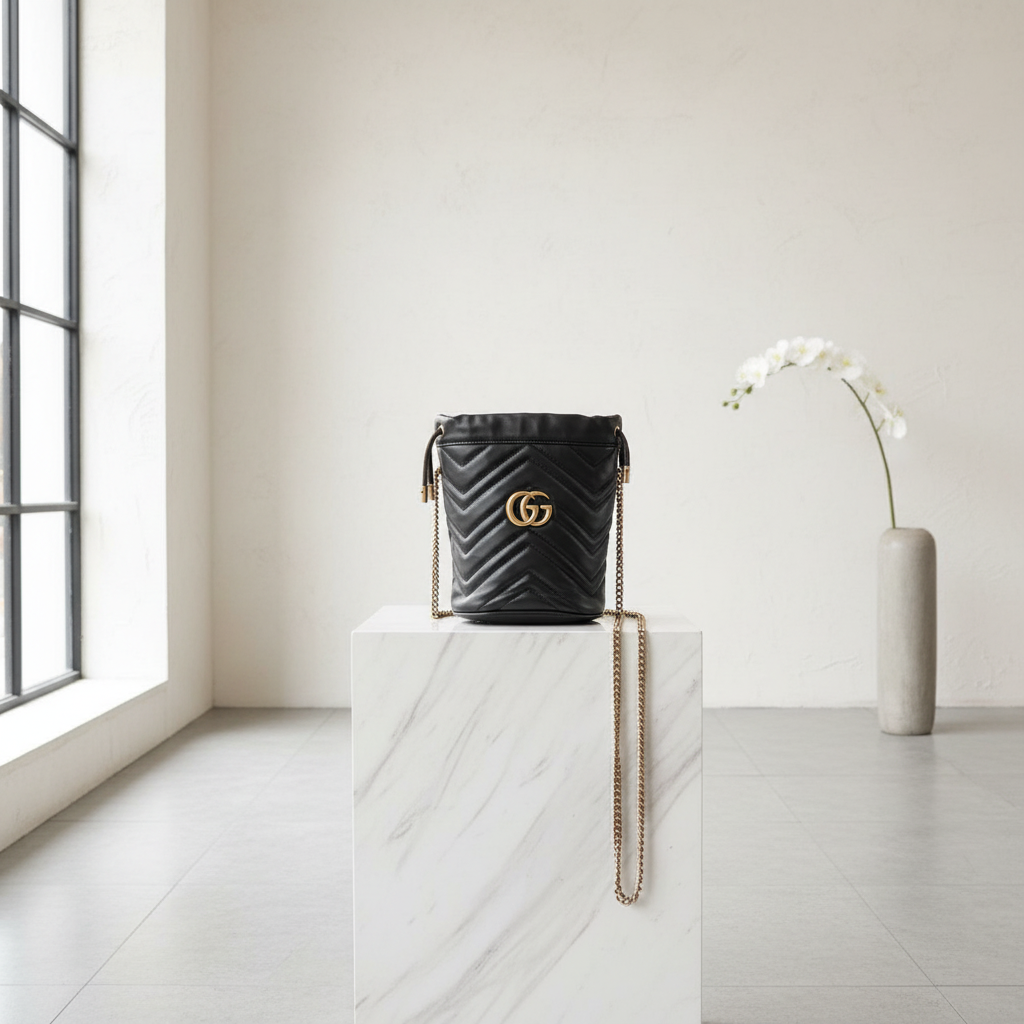 95新 GUCCI/古驰 黑色水桶包 1831 1278