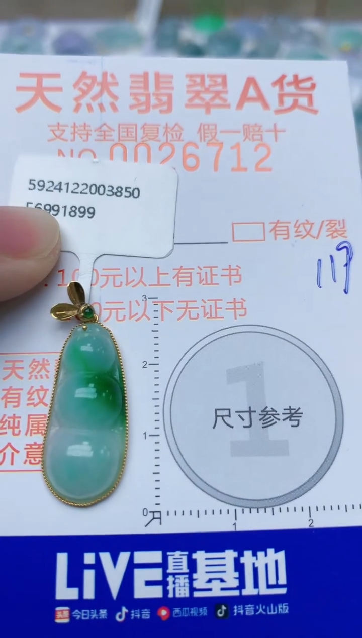 【闪购商品】翡翠颈饰18K金镶嵌天然翡翠A货119