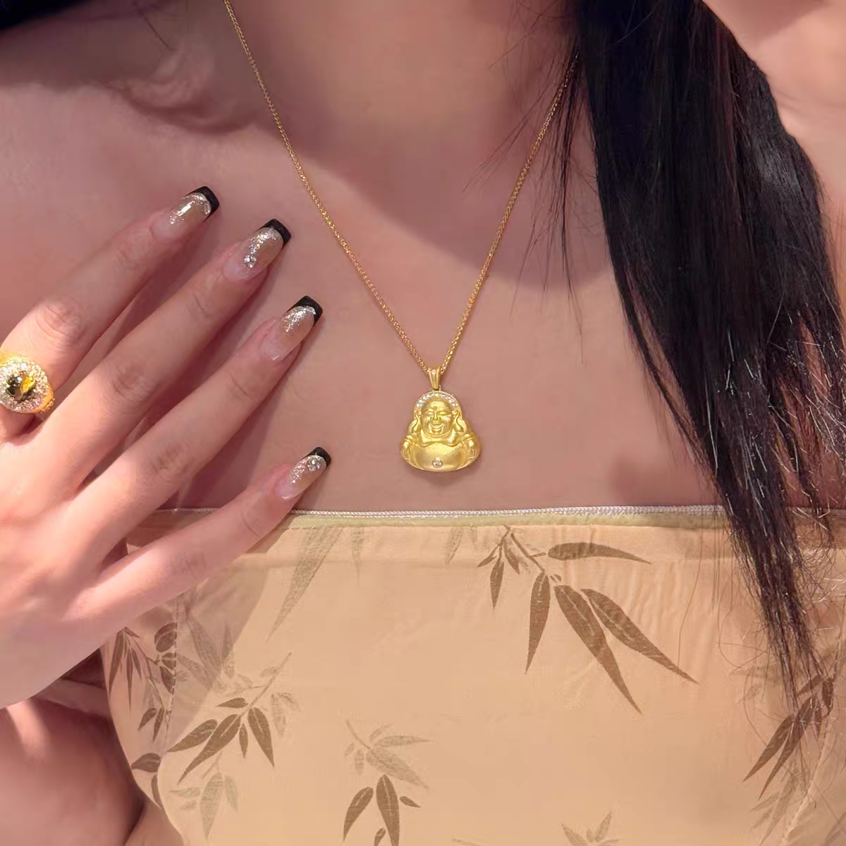 【质检发货】DY I８К 大肚弥勒佛吊坠（赠银链）