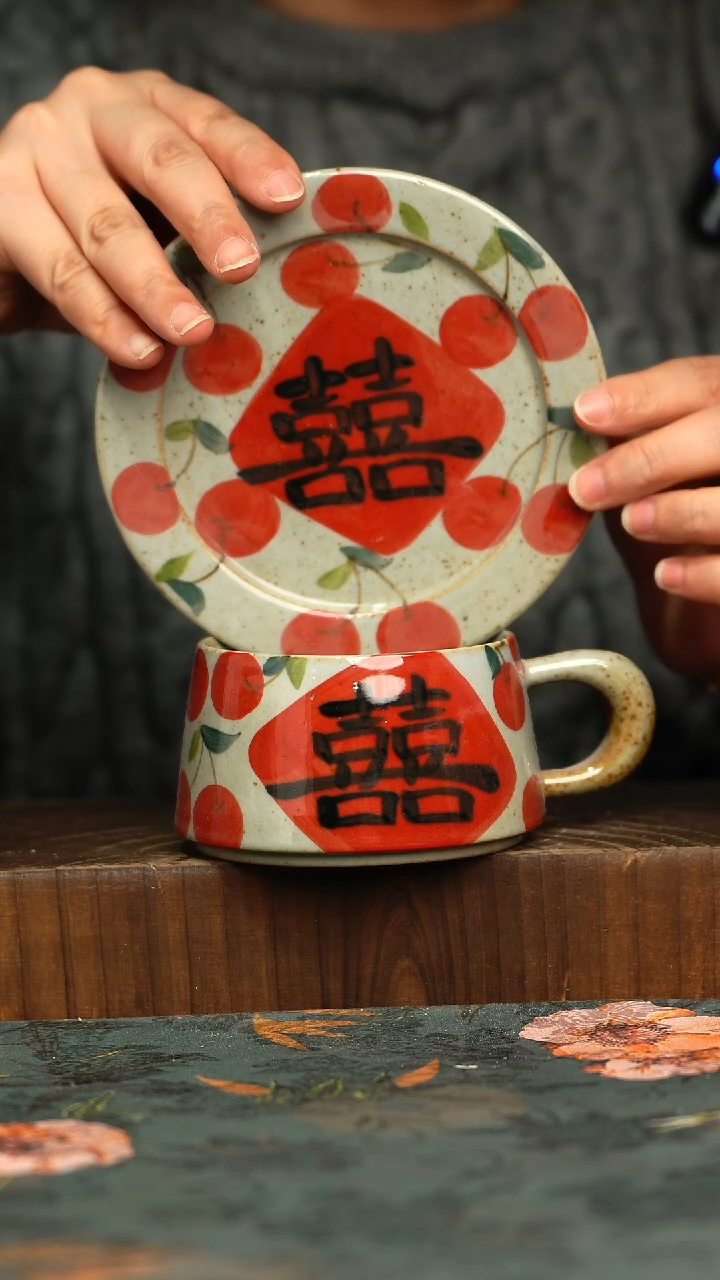 杯釉下彩手工手绘同款陶器