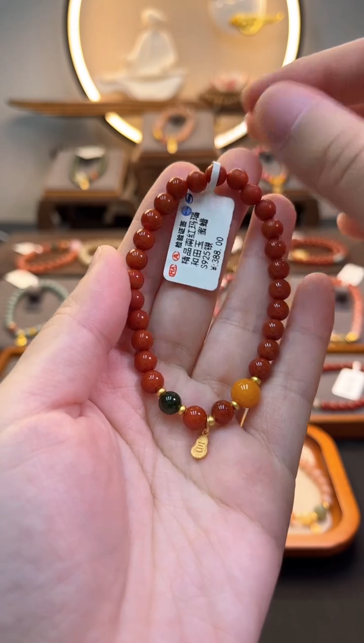 【闪购商品】玛瑙/玉髓手链合金货号841