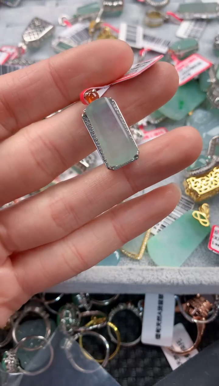 银S925镶嵌戒指翡翠555   9