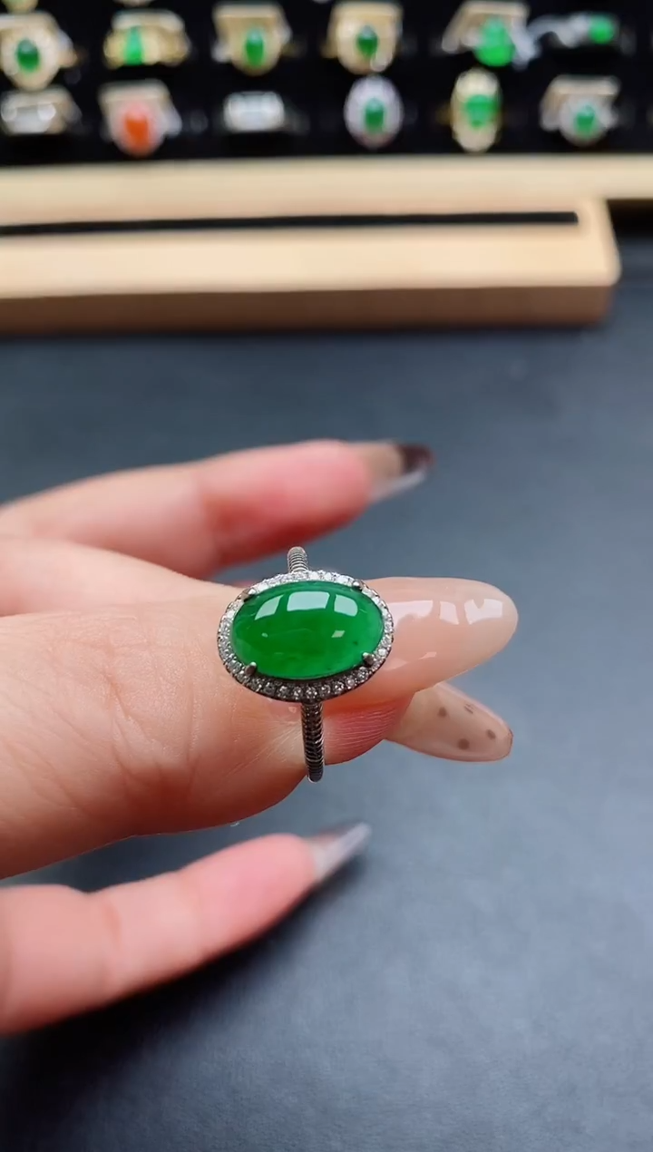 银S925镶嵌戒指翡翠1212