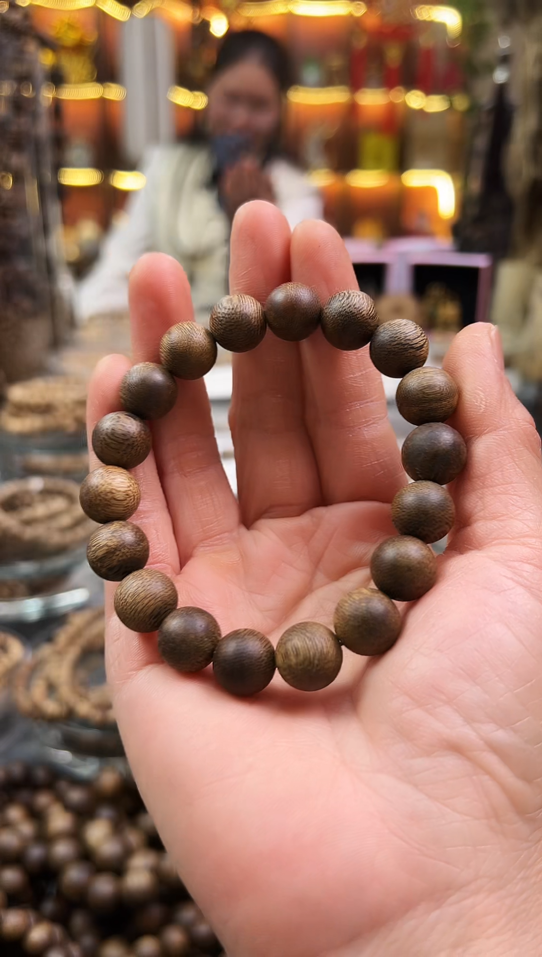 沉香手串棋楠圆珠单圈