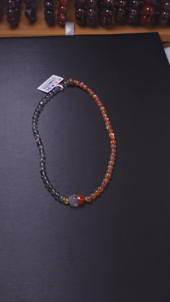 18K金镶嵌手链水晶黑银钛原创貔貅单圈-多样性发其一