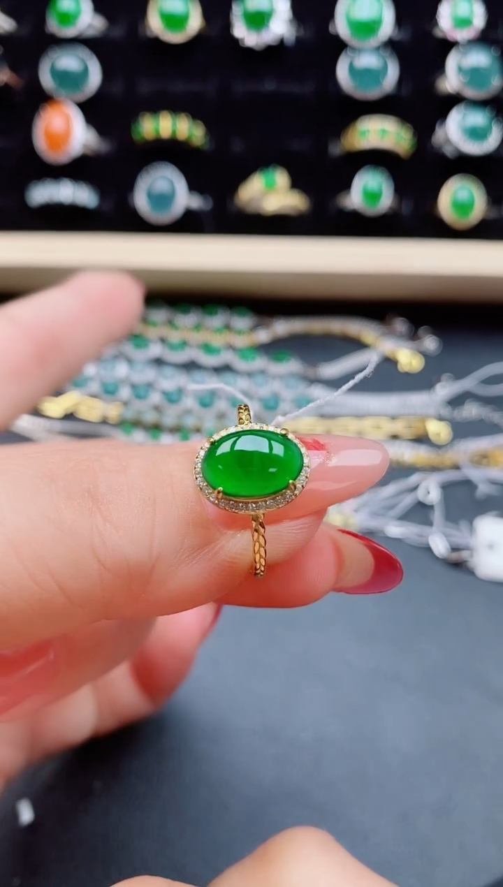 【闪购商品】翡翠戒指银S925镶嵌080550