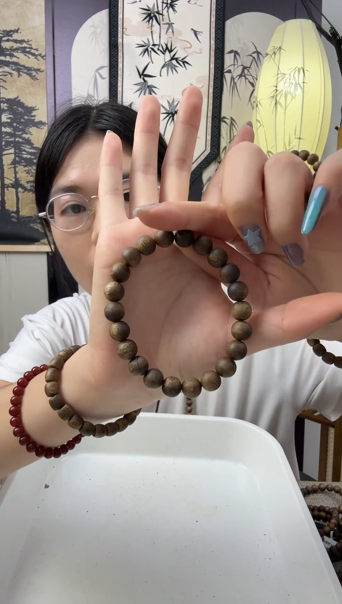 沉香手串9mm单圈绿棋楠圆珠多样性发一