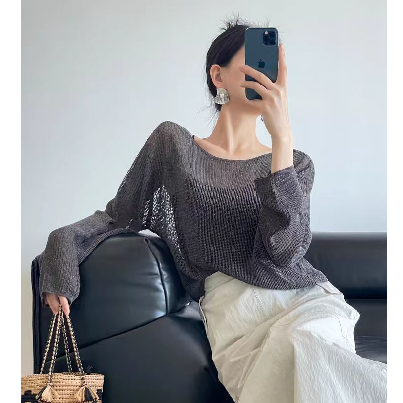 福利-选择对应编码-夏季新款镂空针织衫慵懒风薄款上衣女