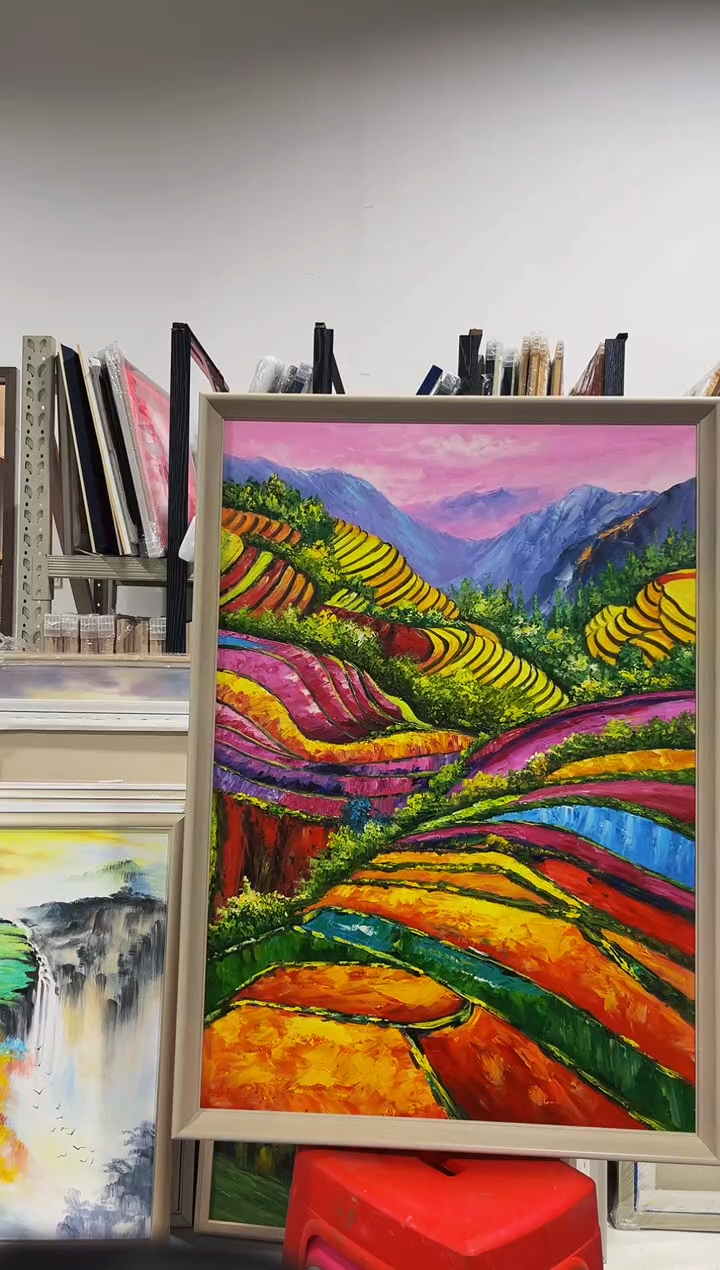 【闪购商品】油画70号 70*100 七彩梯田-手绘油画