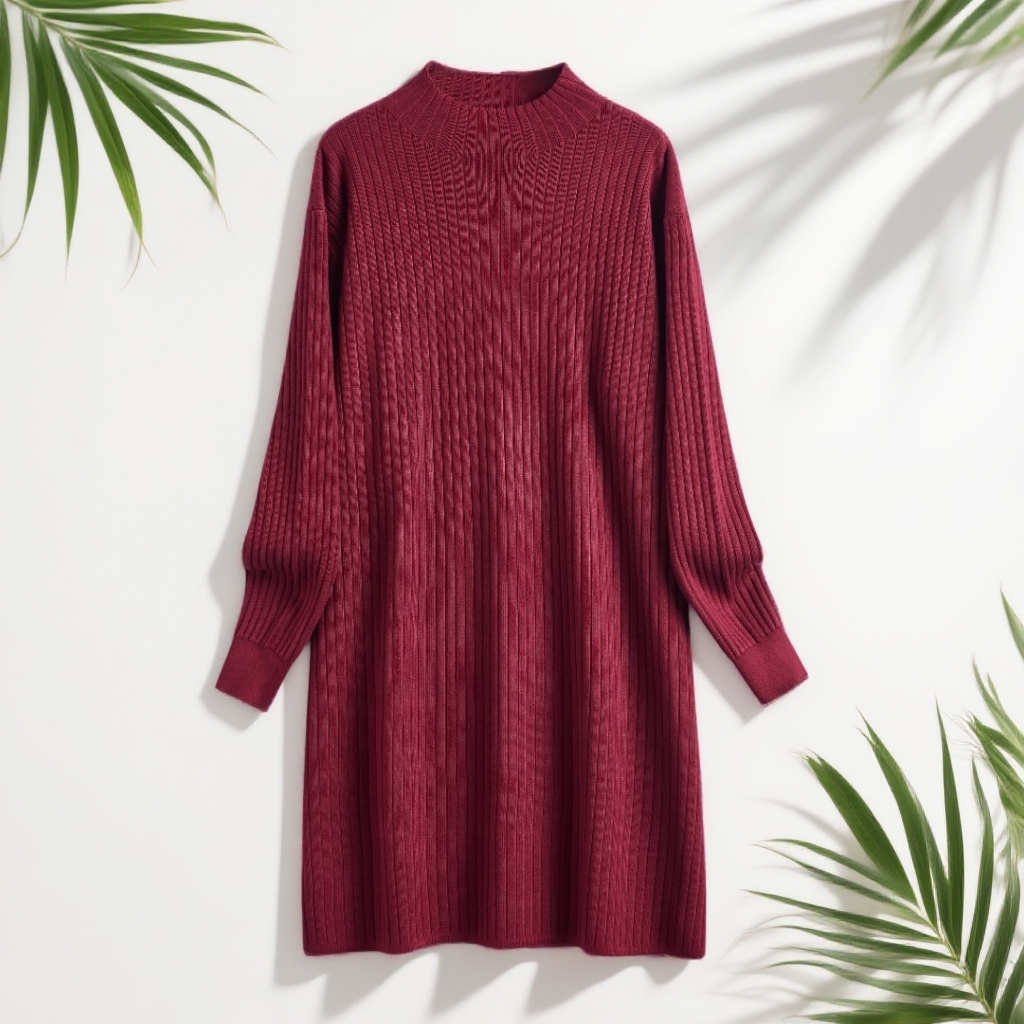 2025冬季新款宽松休闲大码女装上衣洋气减龄中长款半高领连衣裙