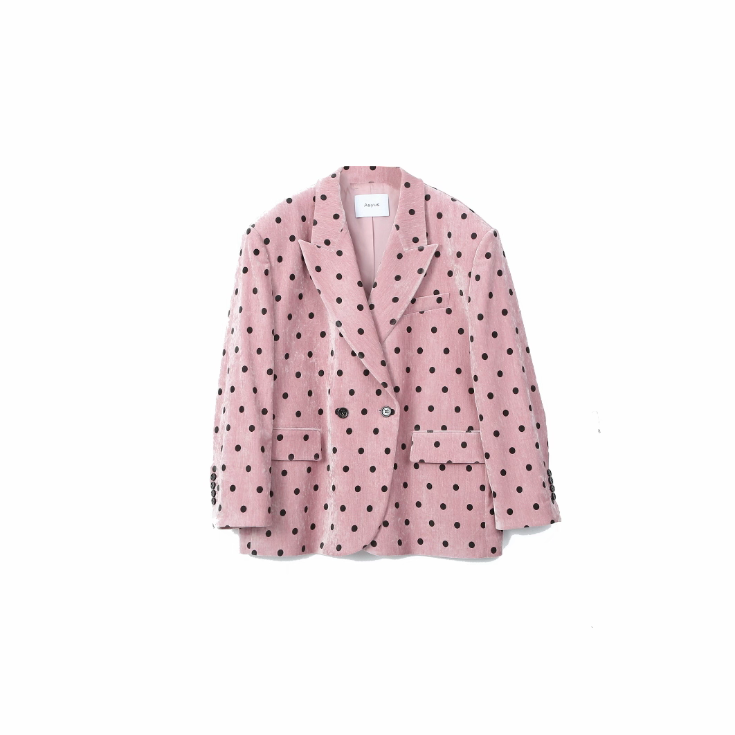 ASYUS   25秋季新品翻领圆点时尚百搭宽松女款印花复古西服