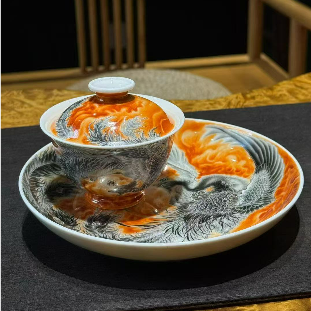 【甘渡店】艺林堂 墨凤·涅槃 盖碗 一个