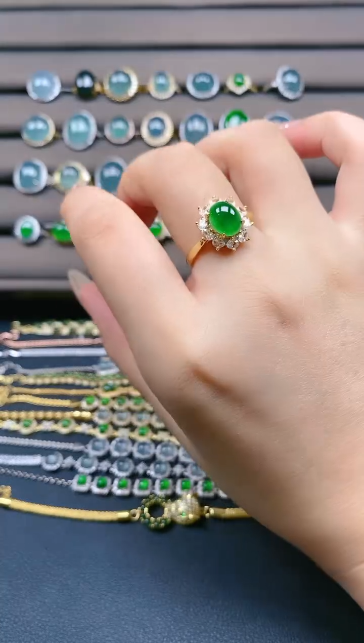 翡翠戒指银S925镶嵌1212