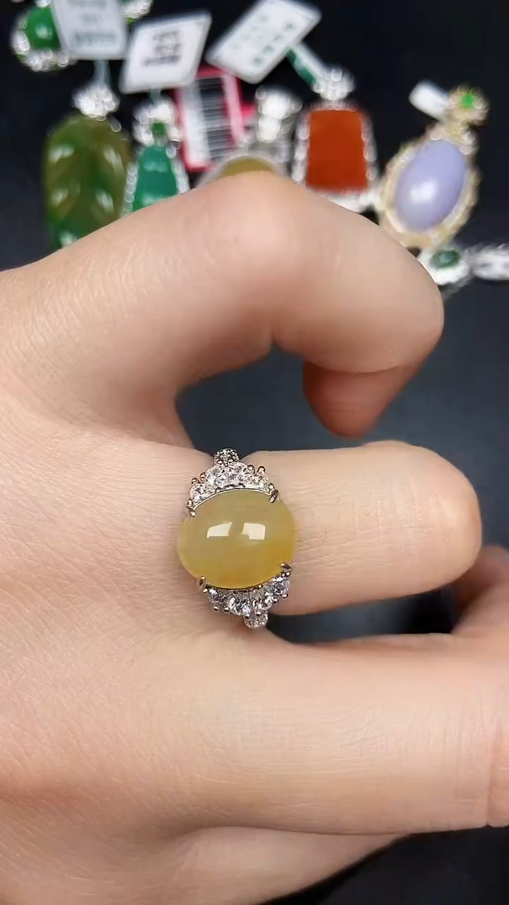 银S925镶嵌戒指翡翠1600