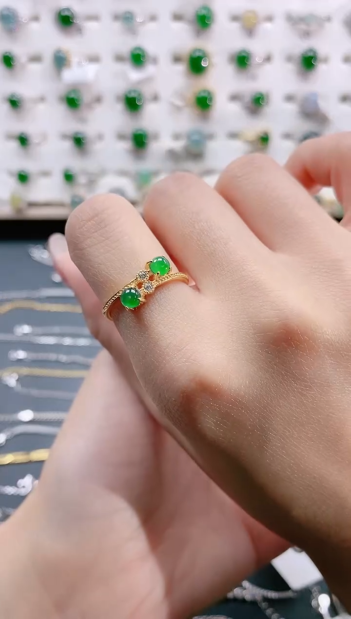 【闪购商品】翡翠戒指银S925镶嵌天然翡翠