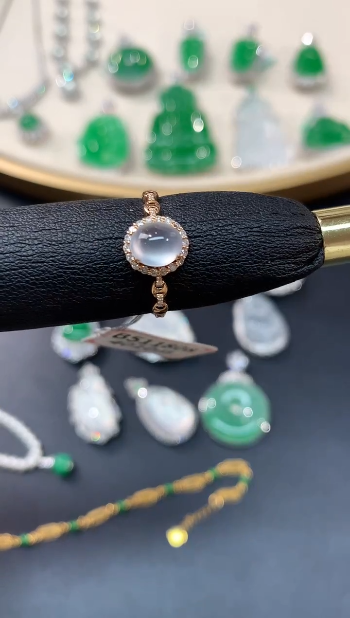 【闪购商品】翡翠戒指18K金镶嵌戒指A39|3500