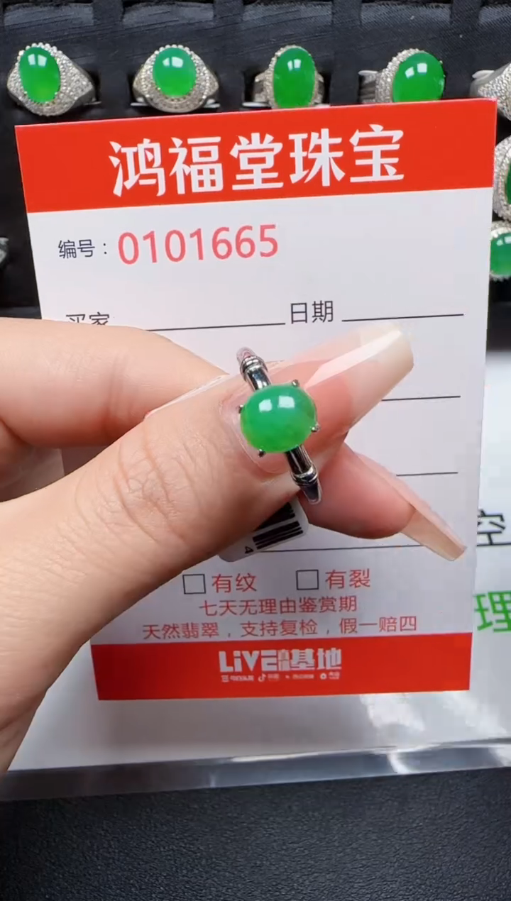 【闪购商品】翡翠戒指银S925镶嵌1665