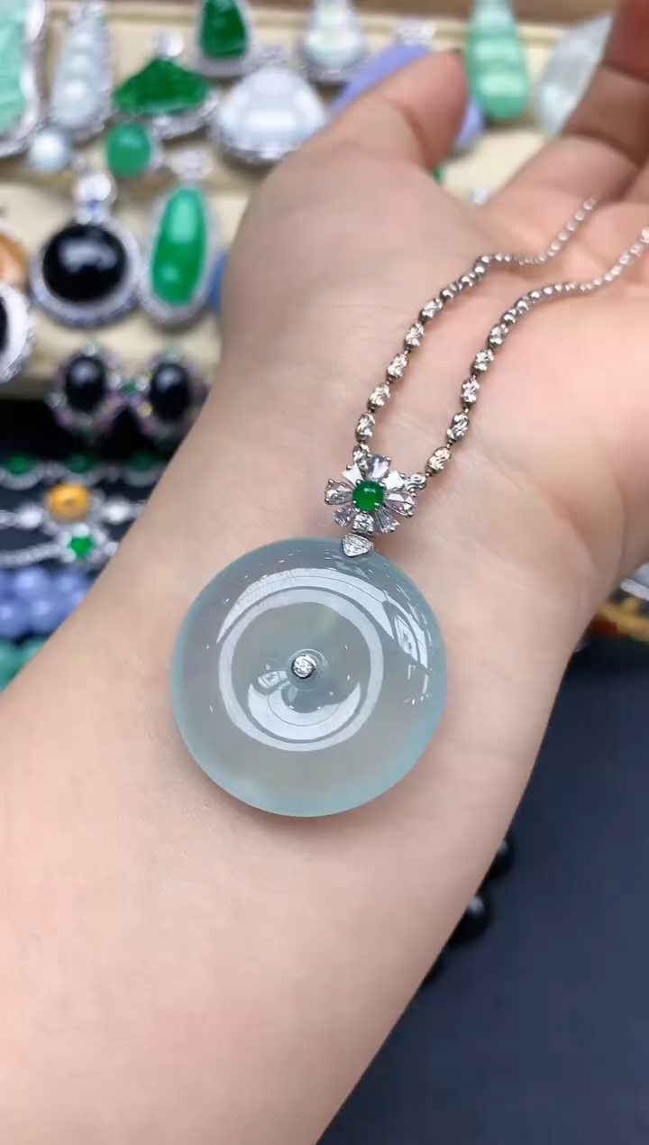 吊坠(不含链)18K金镶嵌翡翠357-中国好珍宝