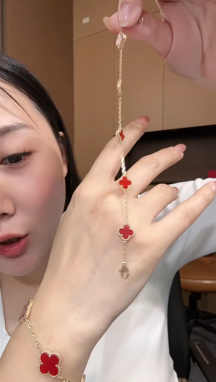 【闪购商品】玛瑙/玉髓手链18K金镶嵌红色k黄，小号五花手链GHJ