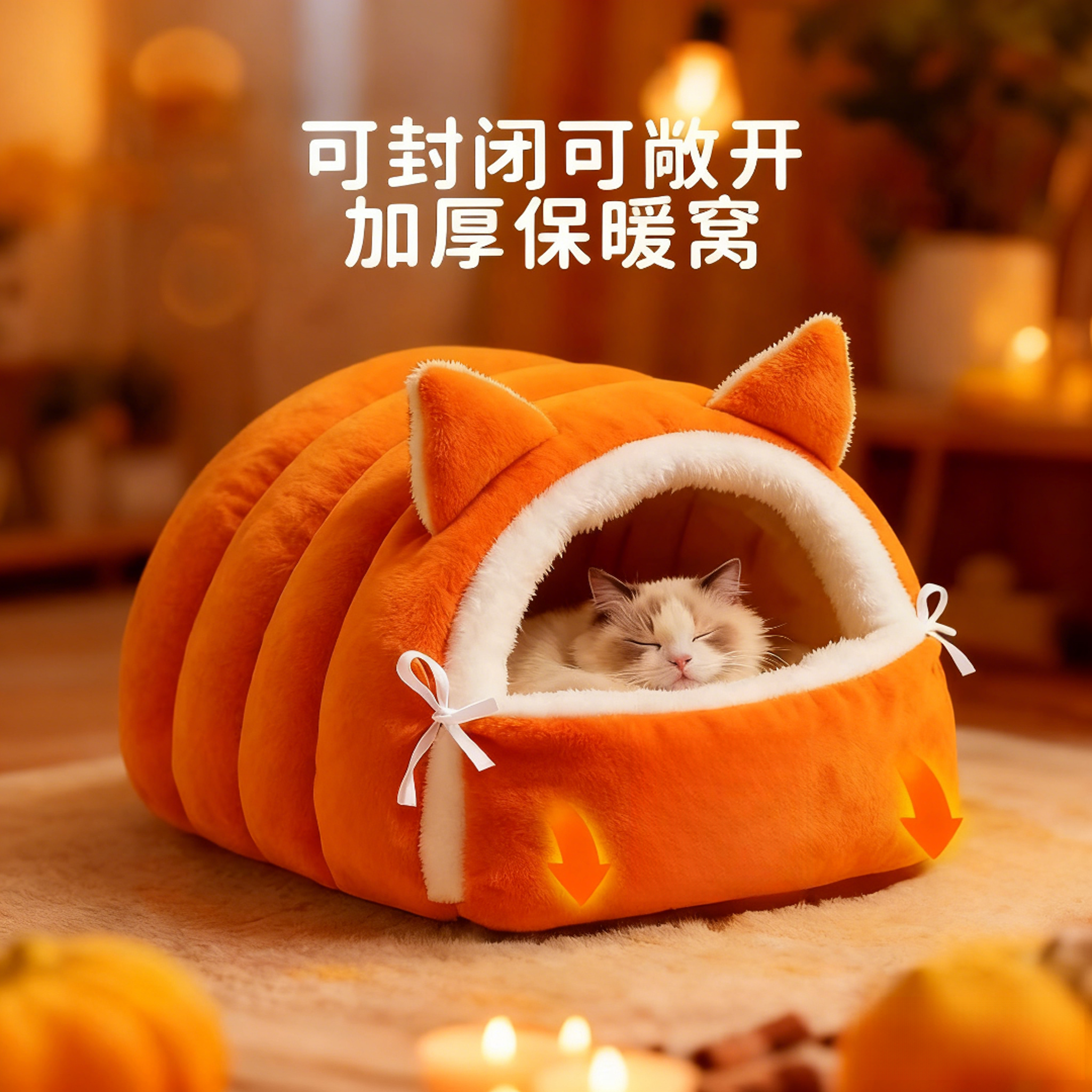 【胡萝咪和优瑞猫】冬季保暖封闭式安全感猫窝通用窝宠物窝可拆洗