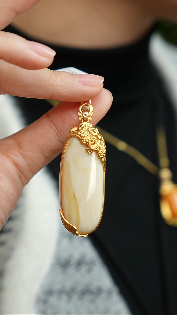 蜜蜡吊坠(赠链)银S925镶嵌莉**好白蜡凤凰