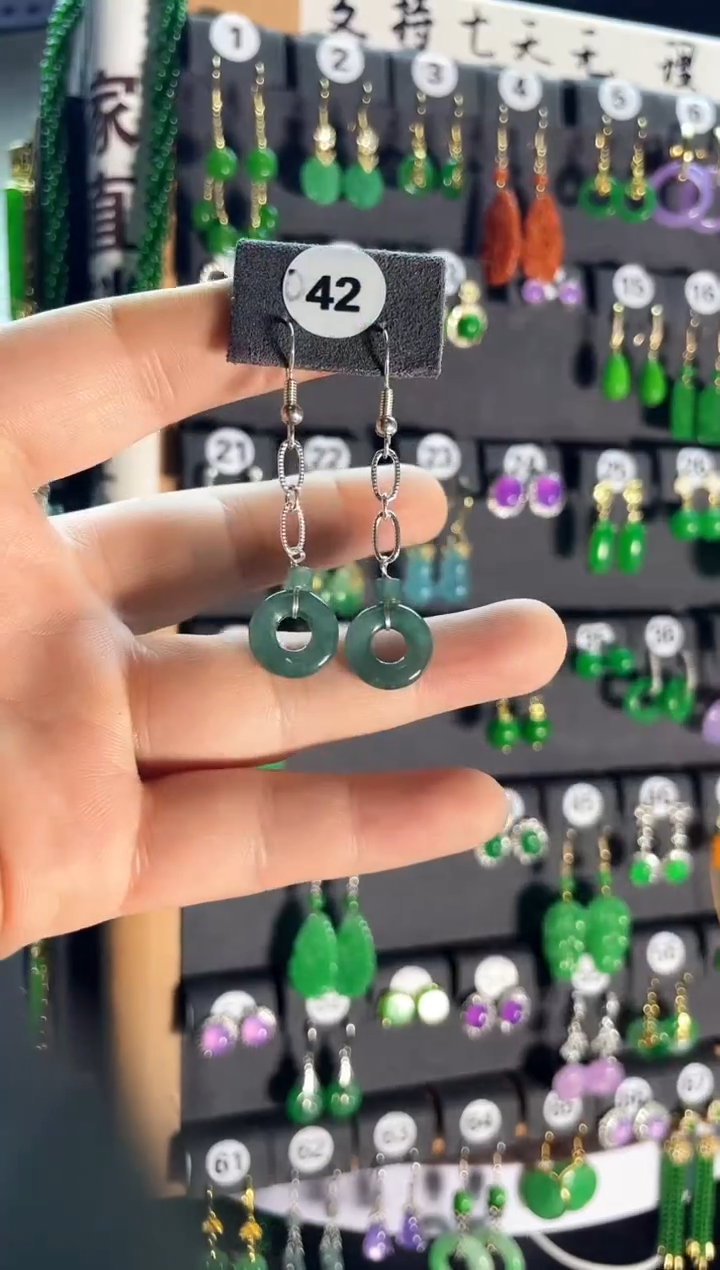 【闪购商品】翡翠耳饰银S925镶嵌042...