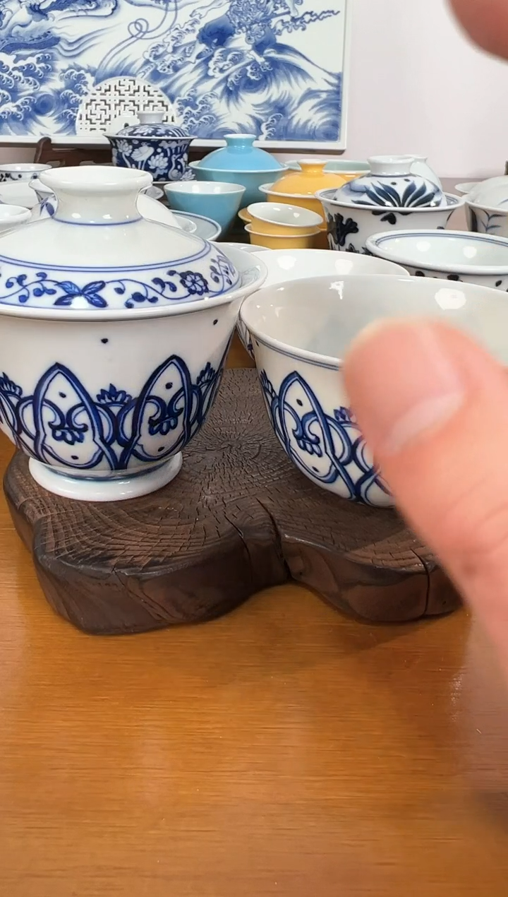 【闪购商品】照夜白青花宝象盖碗套组