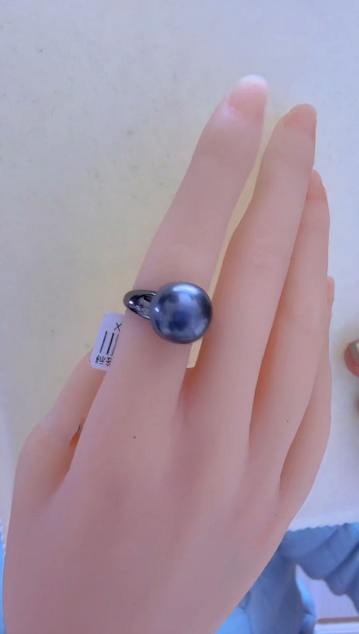 【闪购商品】海水珍珠戒指未镶嵌大溪地12.9mm+S925银戒指