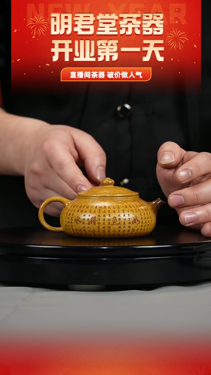 【闪购商品】紫砂茶壶龙骨金砂 寒江 如鱼得水