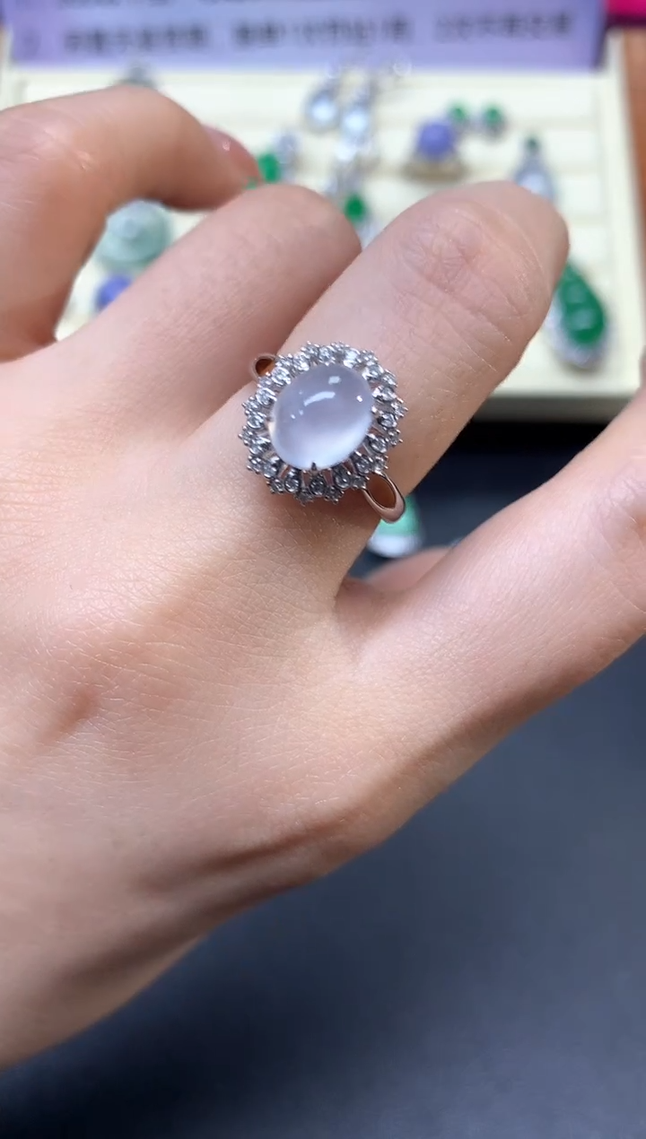 【闪购商品】翡翠戒指18K金镶嵌戒指|4500+450