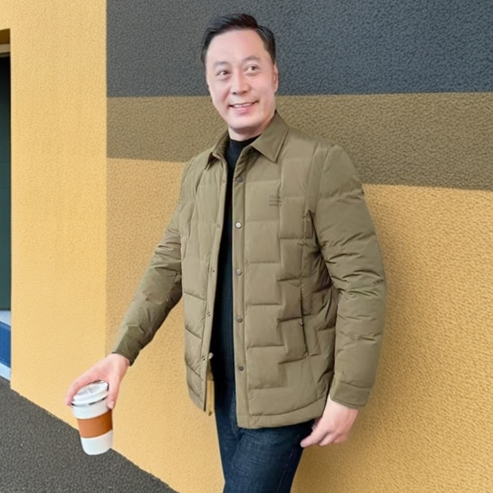 【鹅绒服6918】男士轻奢商务休闲衬衫领轻薄型鹅绒外套翻领鹅绒服