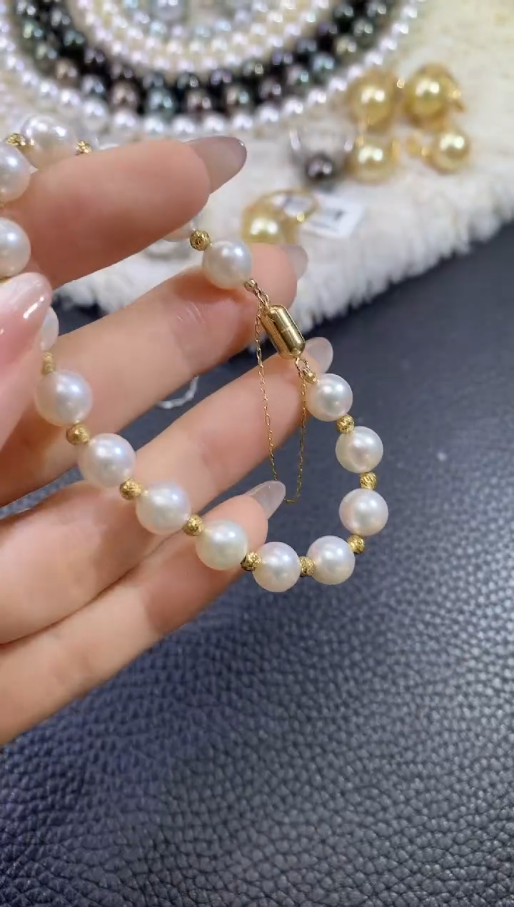 海水珍珠18K金镶嵌手链Z52   多样性发一件