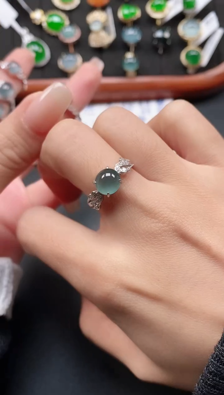 银S925镶嵌戒指翡翠111
